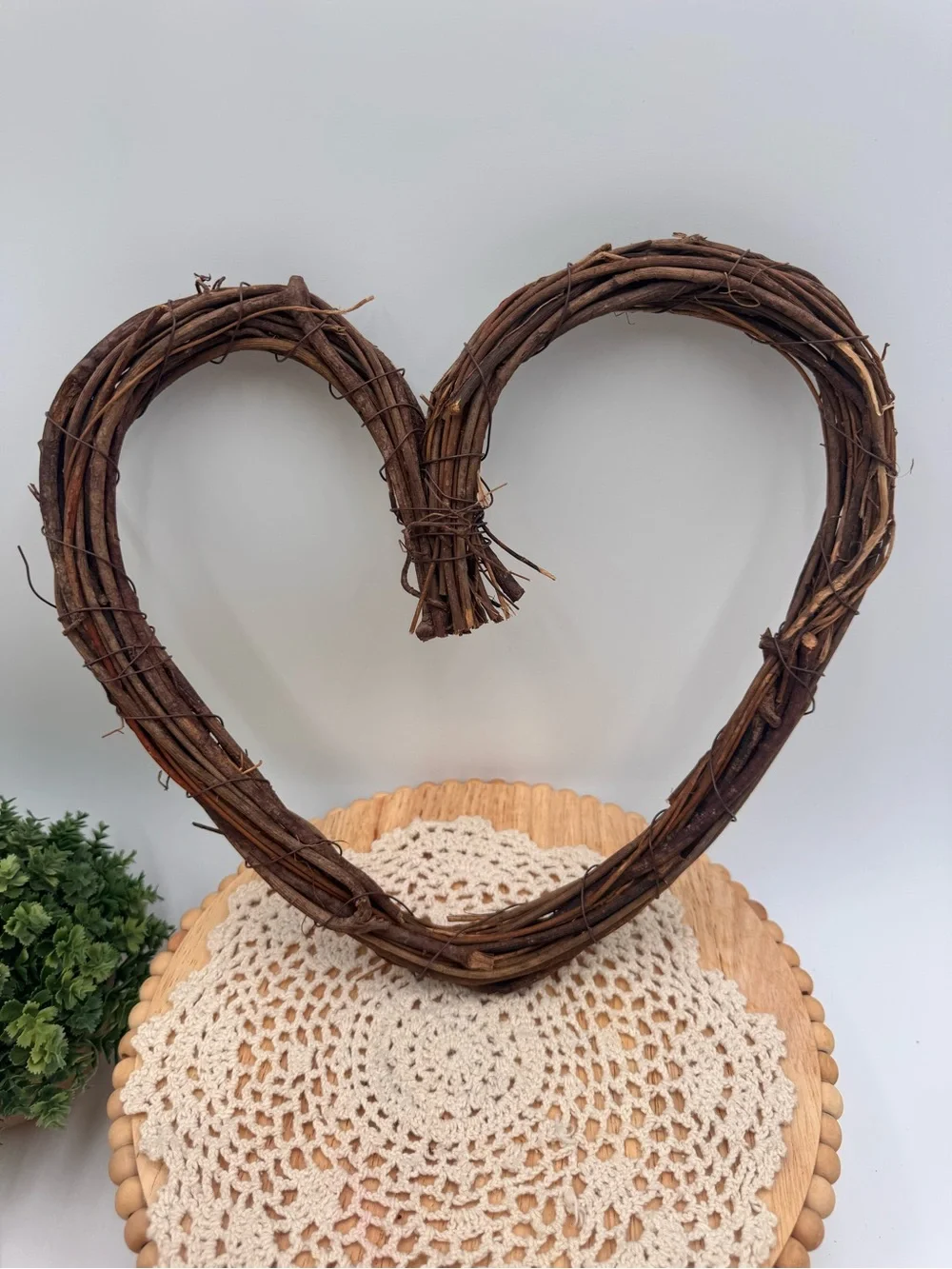 Rustic Heart Vine Wreath - Brown Home Wall Decor Display Shelf Accent